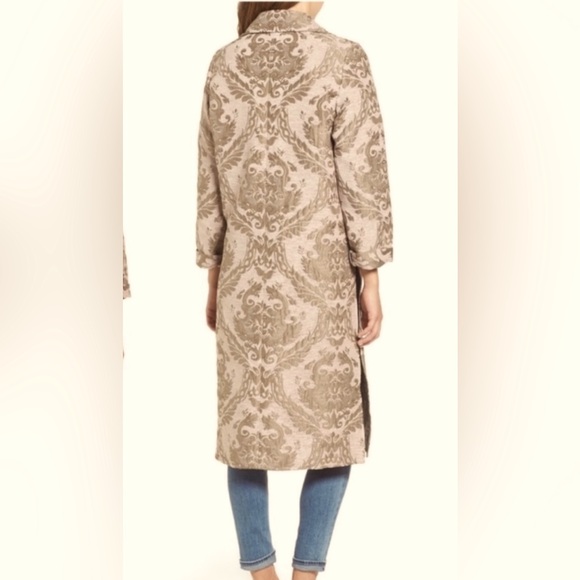 Leith Jacquard Light Pink & Brown Long Duster Jacket Size Small NWT - Picture 2 of 16